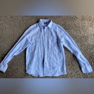 Faherty Mens Linen Laguna button up shirt size Medium blue and white striped